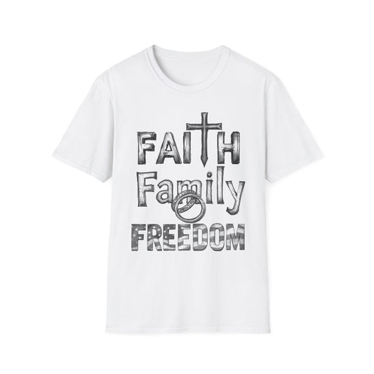 Faith Family Freedom T-Shirt — Christian Cross Graphic Tee