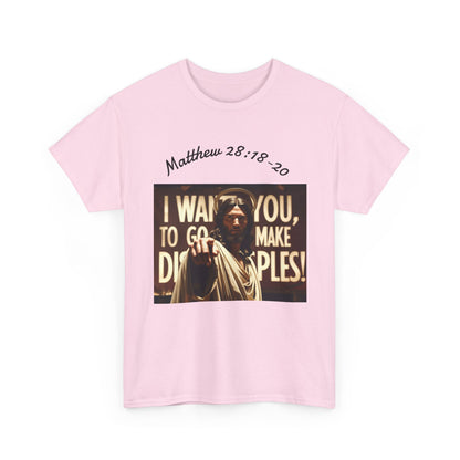 Christian T-Shirt — Matthew 28:18-20 "Make Disciples" Jesus Graphic Tee
