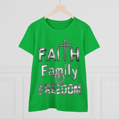 Faith Family Freedom Women's Tee — Christian Faith Inspirational Shirt