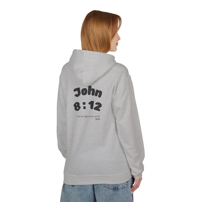 Christian Hoodie — Jesus Reaching Out Design with John 8:12 Verse