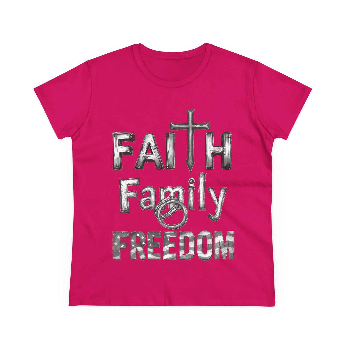 Faith Family Freedom Women's Tee — Christian Faith Inspirational Shirt