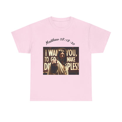 Christian T-Shirt — Matthew 28:18-20 "Make Disciples" Jesus Graphic Tee