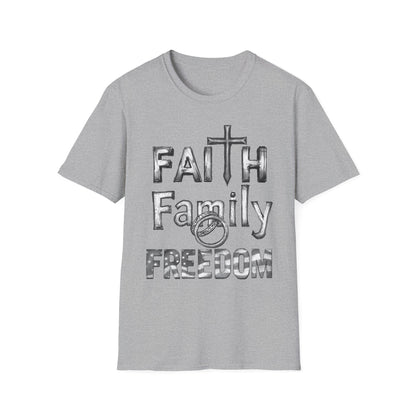 Faith Family Freedom T-Shirt — Christian Cross Graphic Tee