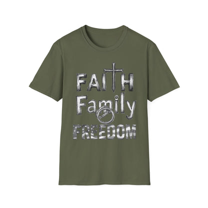 Faith Family Freedom T-Shirt — Christian Cross Graphic Tee