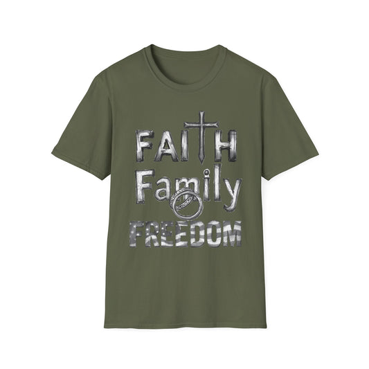 Faith Family Freedom T-Shirt — Christian Cross Graphic Tee