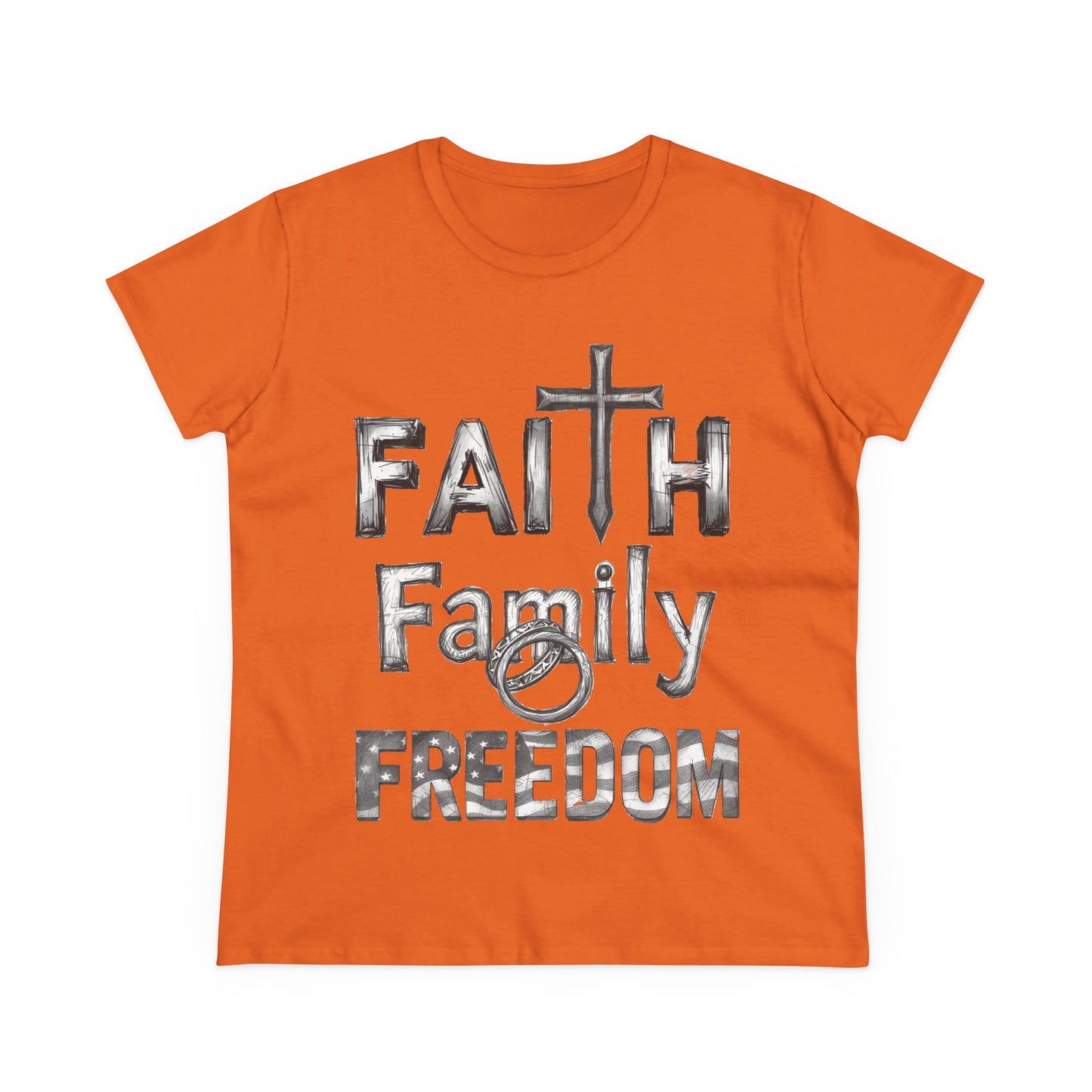Faith Family Freedom Women's Tee — Christian Faith Inspirational Shirt