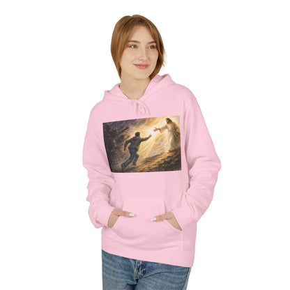 Christian Hoodie — Jesus Reaching Out Design with John 8:12 Verse