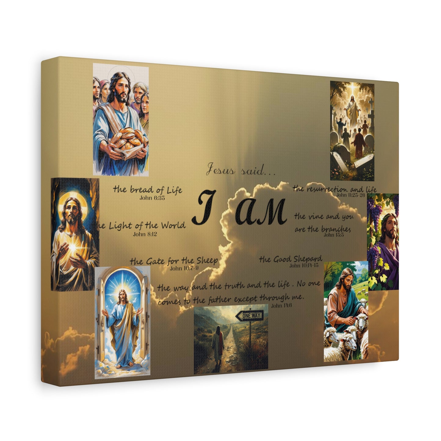 Jesus said "I AM" - Christian Scripture Collage Canvas