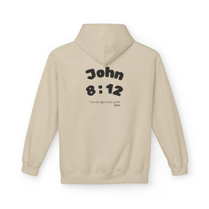 Christian Hoodie — Jesus Reaching Out Design with John 8:12 Verse