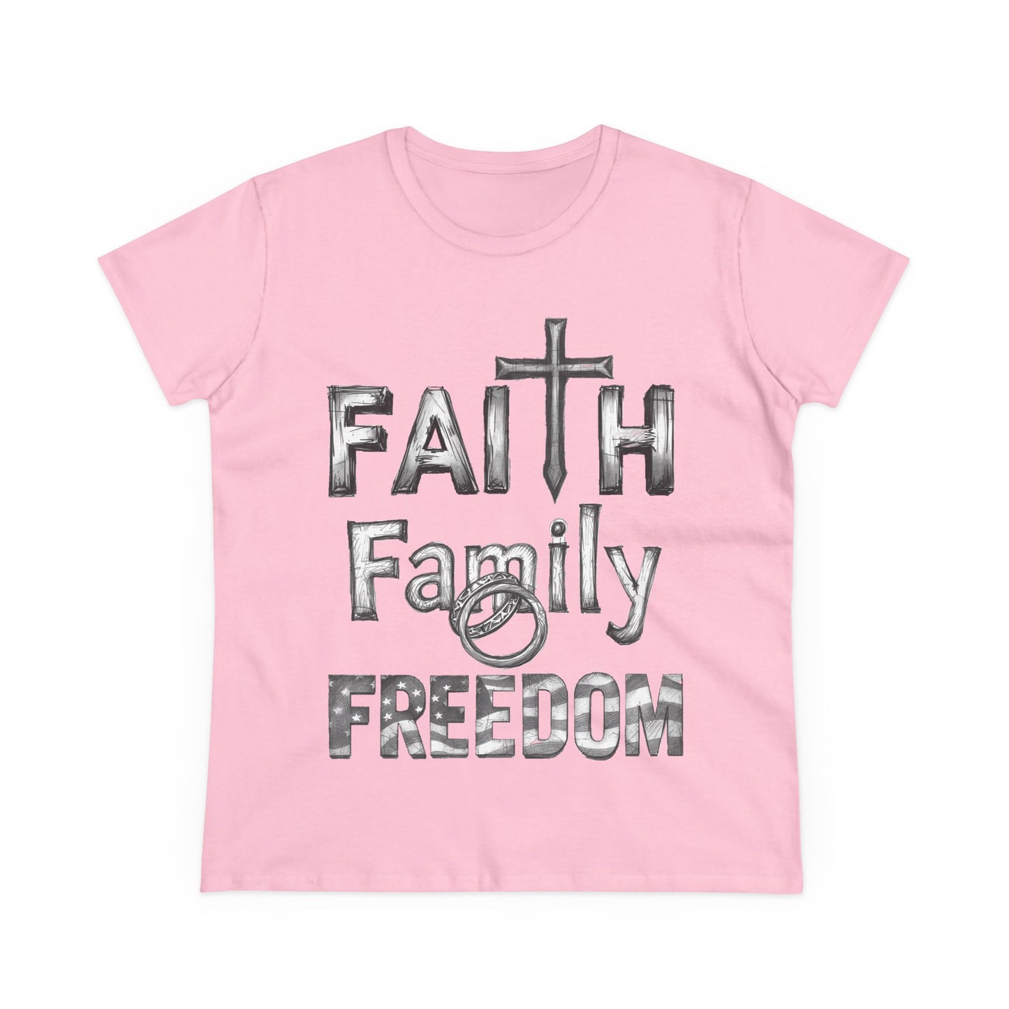 Faith Family Freedom Women's Tee — Christian Faith Inspirational Shirt