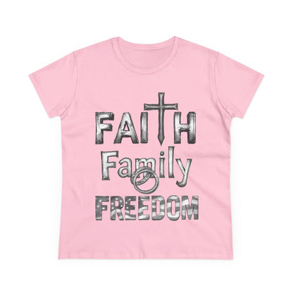 Faith Family Freedom Women's Tee — Christian Faith Inspirational Shirt