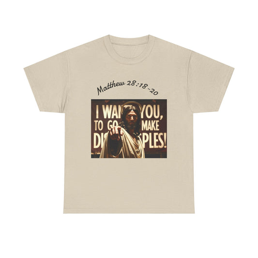Christian T-Shirt — Matthew 28:18-20 "Make Disciples" Jesus Graphic Tee
