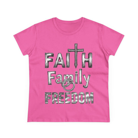 Faith Family Freedom Women's Tee — Christian Faith Inspirational Shirt