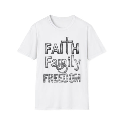 Faith Family Freedom T-Shirt — Christian Cross Graphic Tee