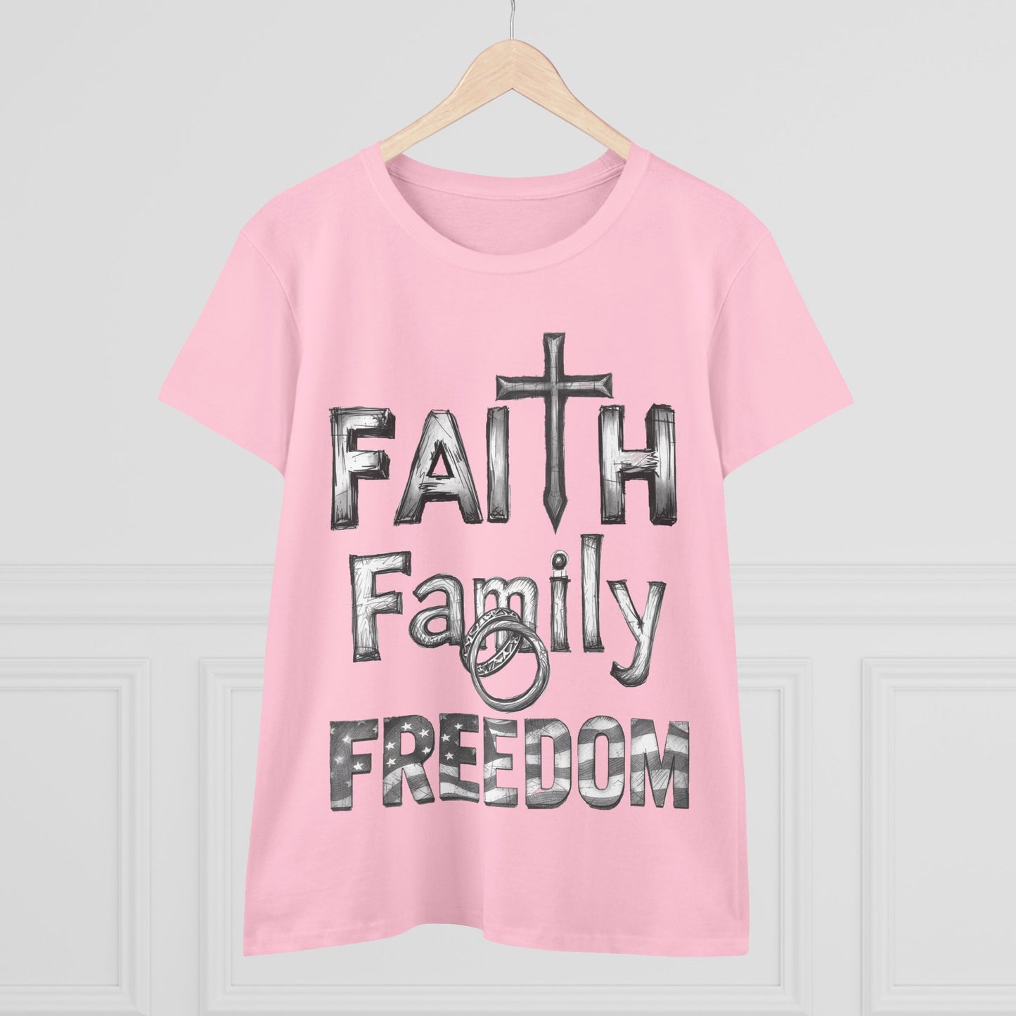 Faith Family Freedom Women's Tee — Christian Faith Inspirational Shirt