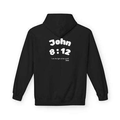 Christian Hoodie — Jesus Reaching Out Design with John 8:12 Verse