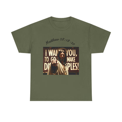 Christian T-Shirt — Matthew 28:18-20 "Make Disciples" Jesus Graphic Tee