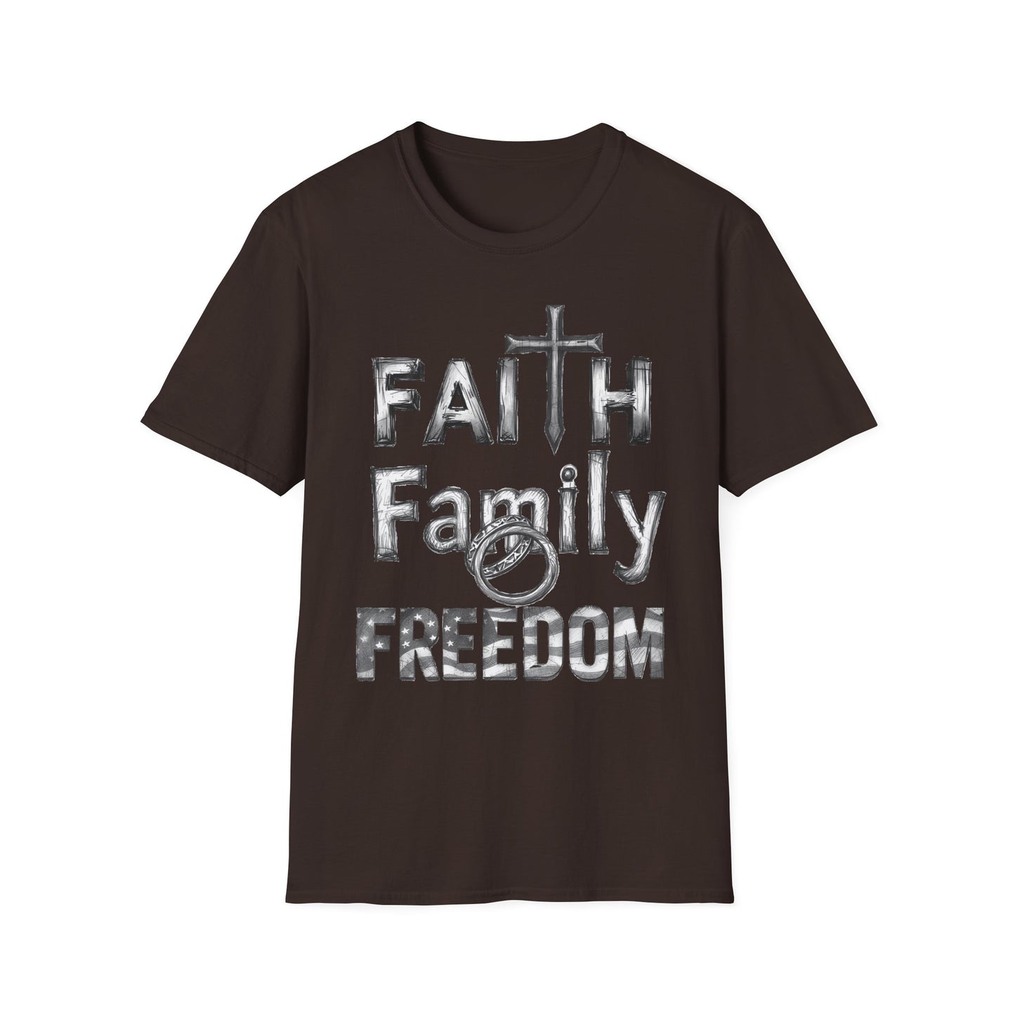 Faith Family Freedom T-Shirt — Christian Cross Graphic Tee