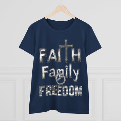 Faith Family Freedom Women's Tee — Christian Faith Inspirational Shirt