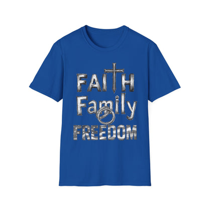 Faith Family Freedom T-Shirt — Christian Cross Graphic Tee