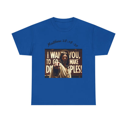 Christian T-Shirt — Matthew 28:18-20 "Make Disciples" Jesus Graphic Tee