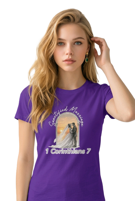 Sanctified Marriage — Christian Woman Graphic Short Sleeve Shirt