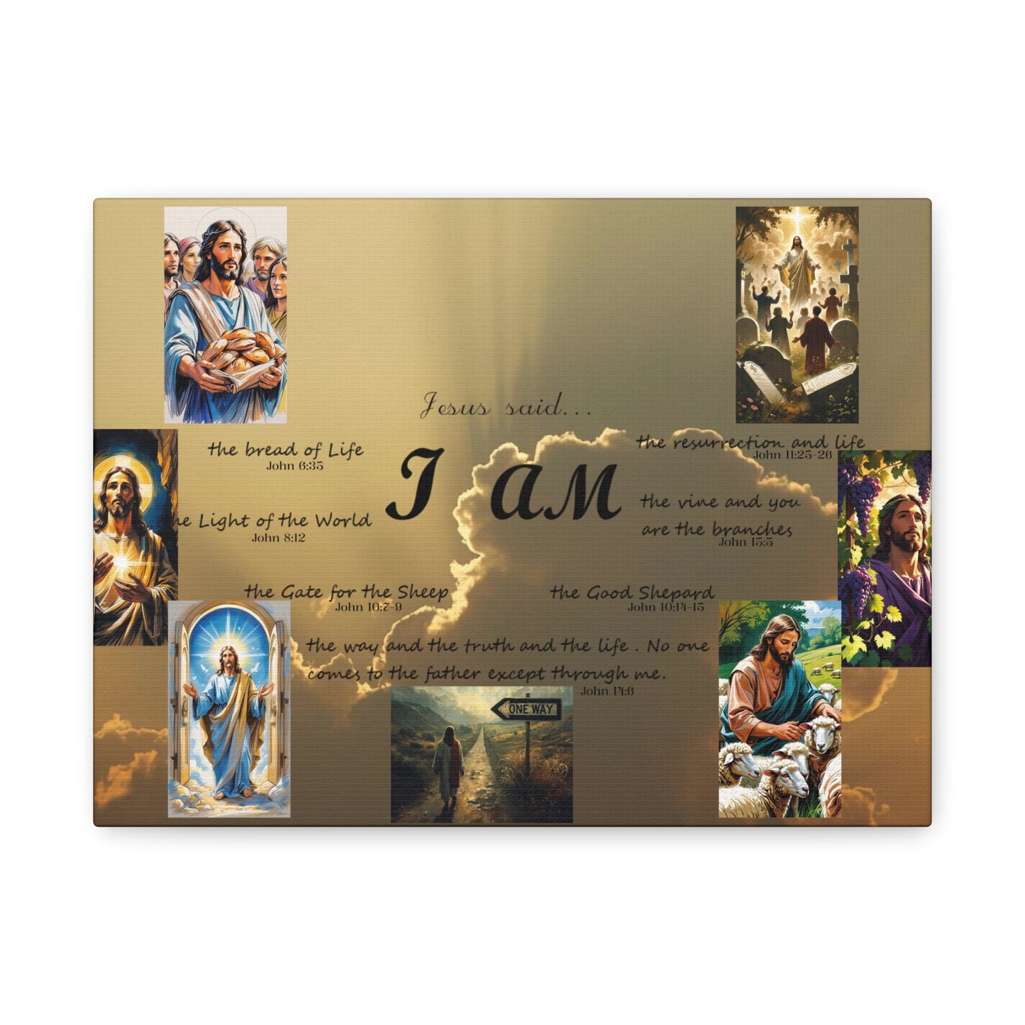 Jesus said "I AM" - Christian Scripture Collage Canvas