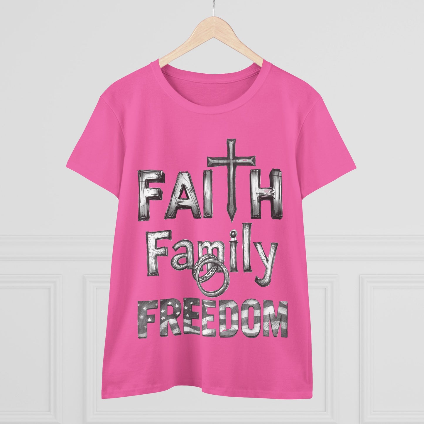 Faith Family Freedom Women's Tee — Christian Faith Inspirational Shirt