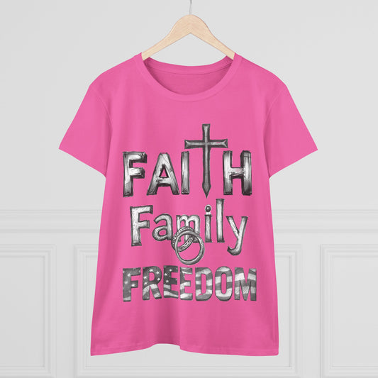 Faith Family Freedom Women's Tee — Christian Faith Inspirational Shirt