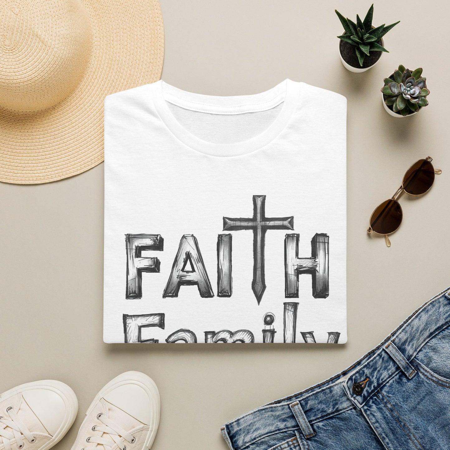 Faith Family Freedom T-Shirt — Christian Cross Graphic Tee