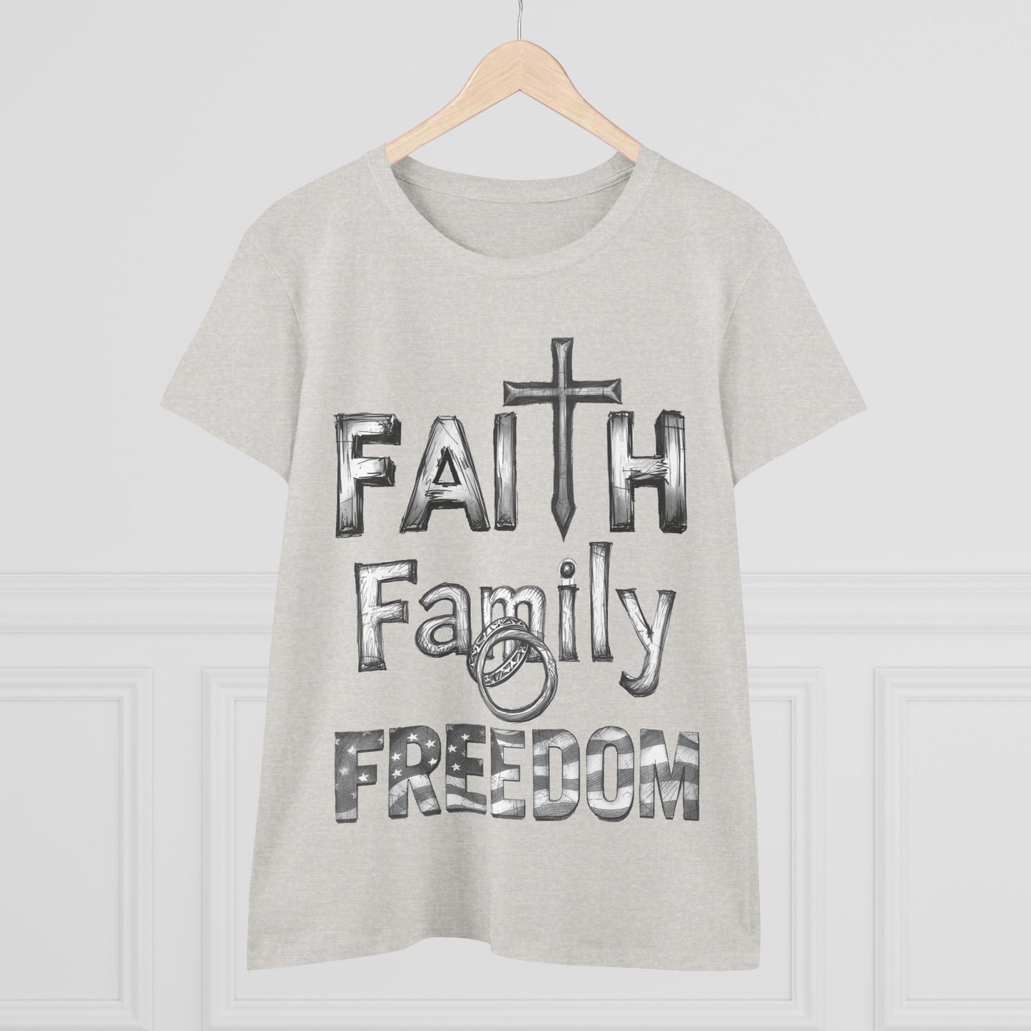 Faith Family Freedom Women's Tee — Christian Faith Inspirational Shirt