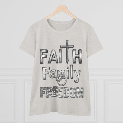 Faith Family Freedom Women's Tee — Christian Faith Inspirational Shirt