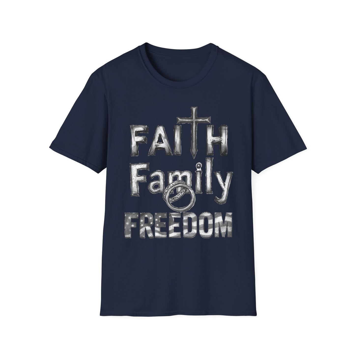 Faith Family Freedom T-Shirt — Christian Cross Graphic Tee