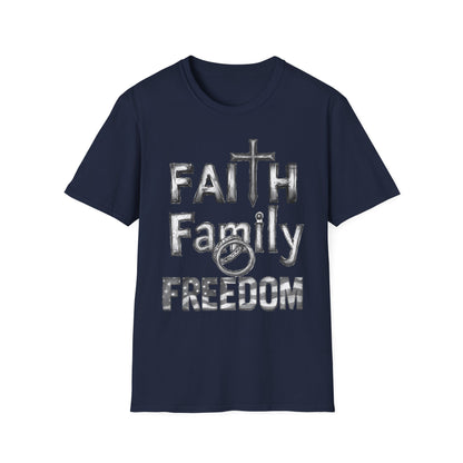 Faith Family Freedom T-Shirt — Christian Cross Graphic Tee