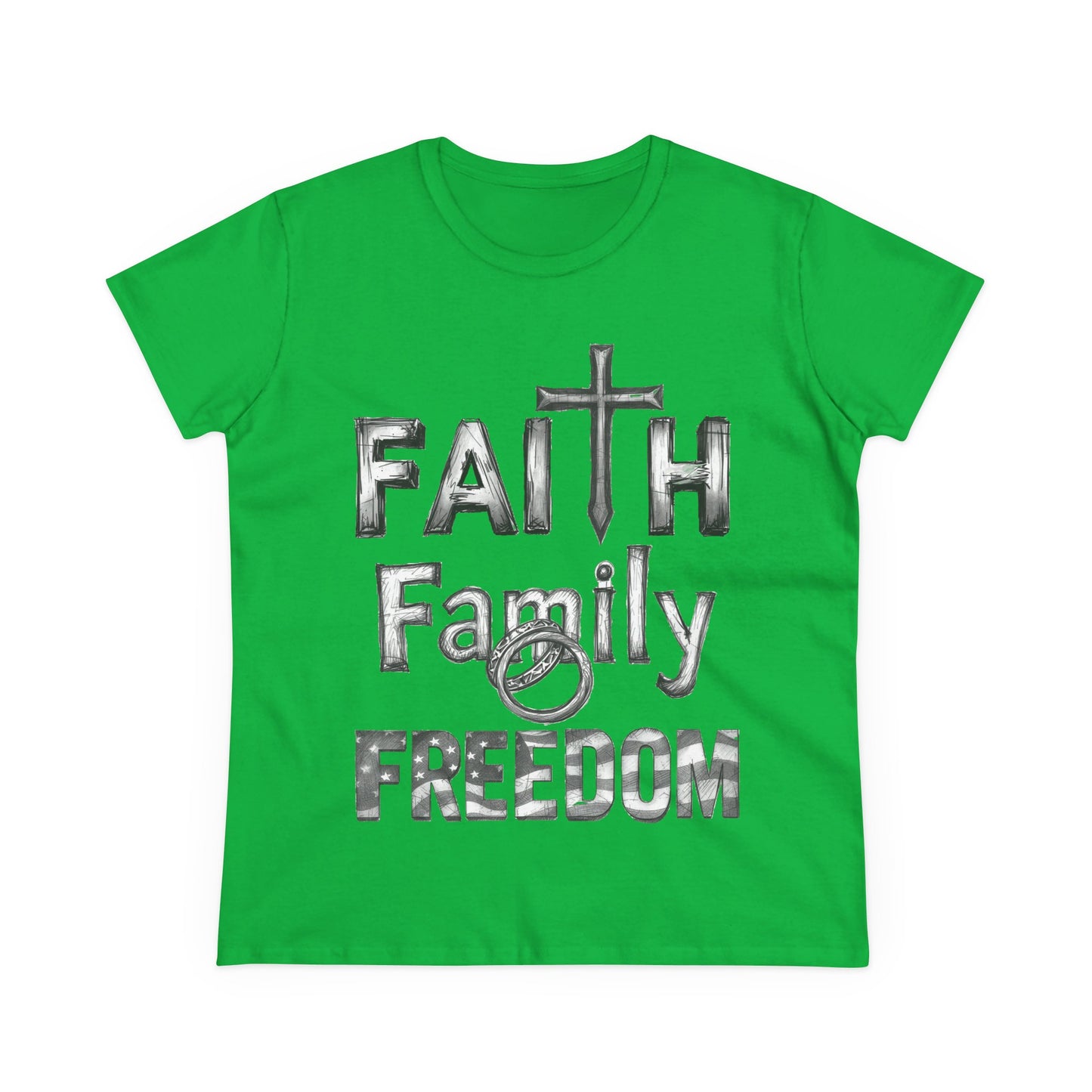 Faith Family Freedom Women's Tee — Christian Faith Inspirational Shirt