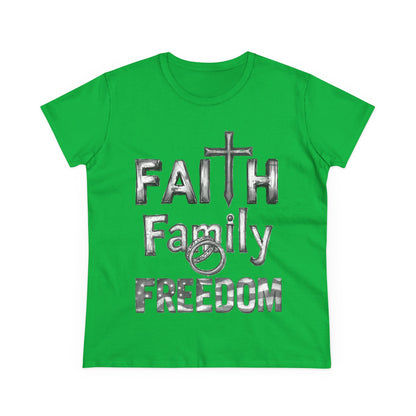 Faith Family Freedom Women's Tee — Christian Faith Inspirational Shirt