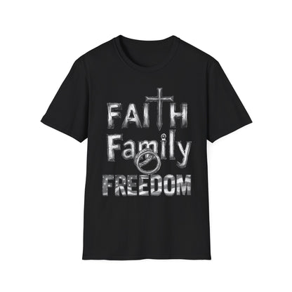 Faith Family Freedom T-Shirt — Christian Cross Graphic Tee