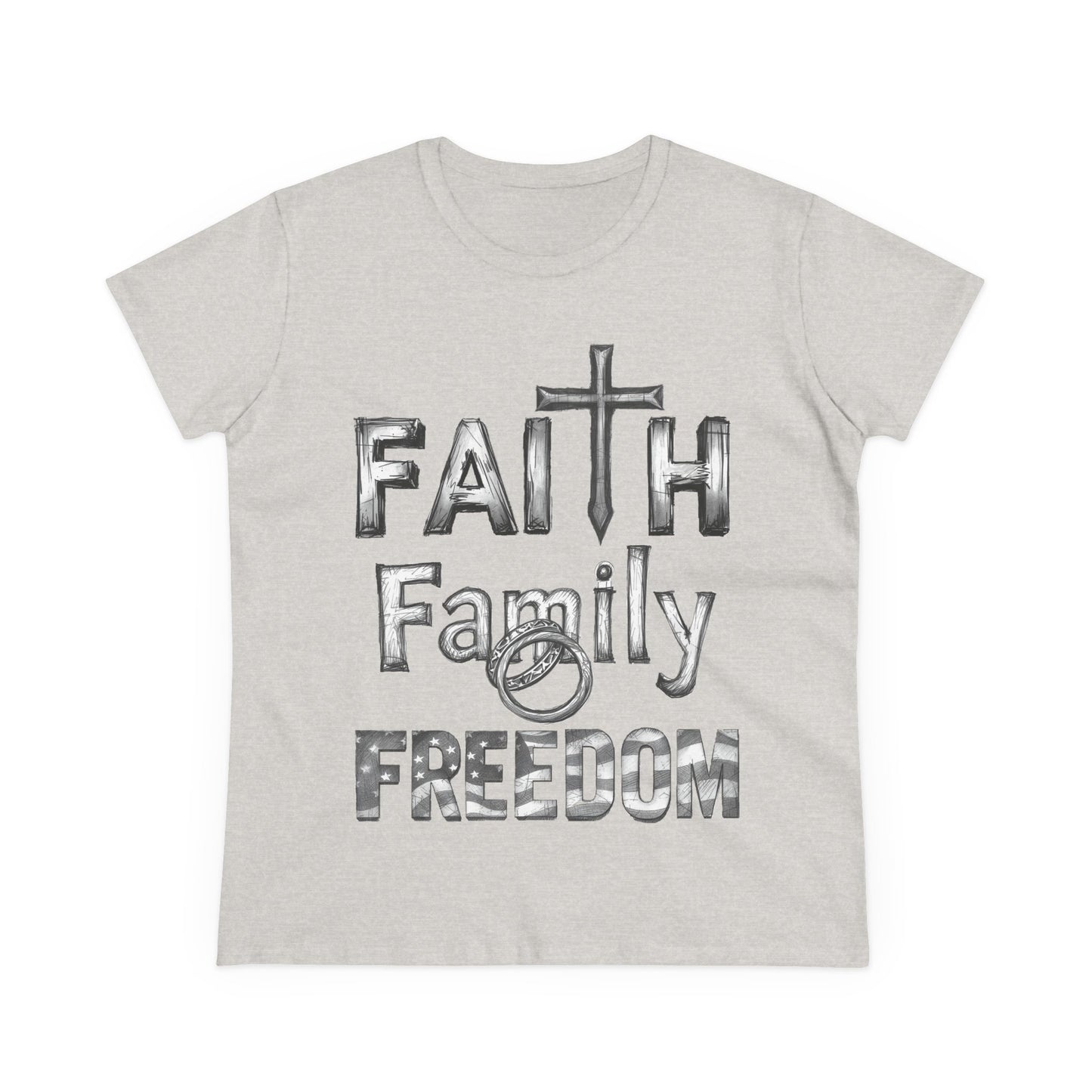 Faith Family Freedom Women's Tee — Christian Faith Inspirational Shirt