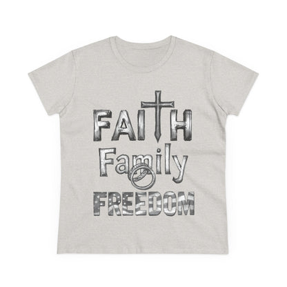 Faith Family Freedom Women's Tee — Christian Faith Inspirational Shirt