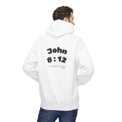 Christian Hoodie — Jesus Reaching Out Design with John 8:12 Verse