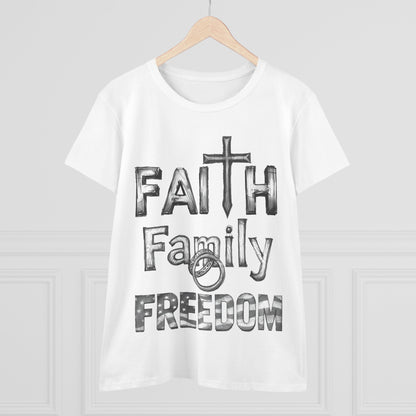 Faith Family Freedom Women's Tee — Christian Faith Inspirational Shirt
