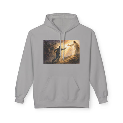 Christian Hoodie — Jesus Reaching Out Design with John 8:12 Verse