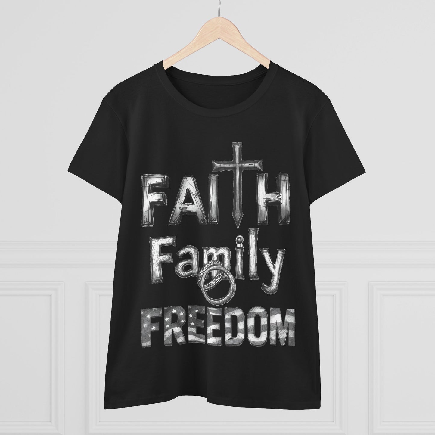 Faith Family Freedom Women's Tee — Christian Faith Inspirational Shirt