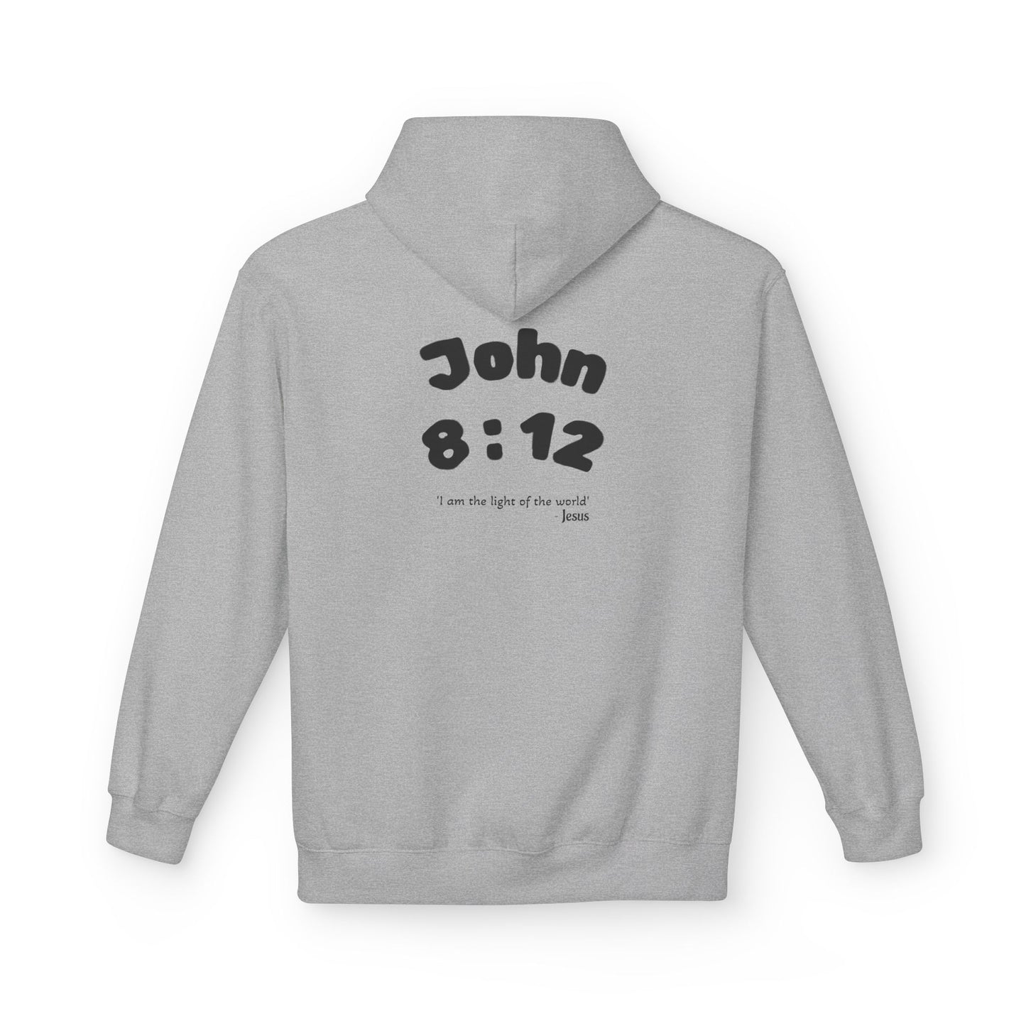 Christian Hoodie — Jesus Reaching Out Design with John 8:12 Verse