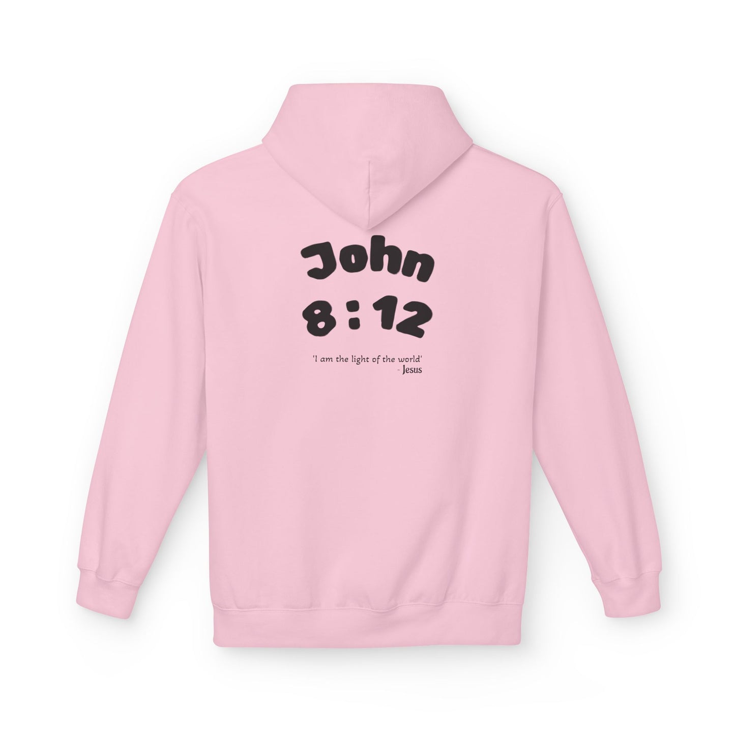 Christian Hoodie — Jesus Reaching Out Design with John 8:12 Verse