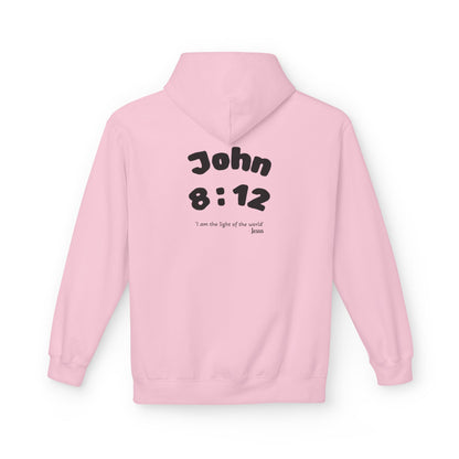 Christian Hoodie — Jesus Reaching Out Design with John 8:12 Verse