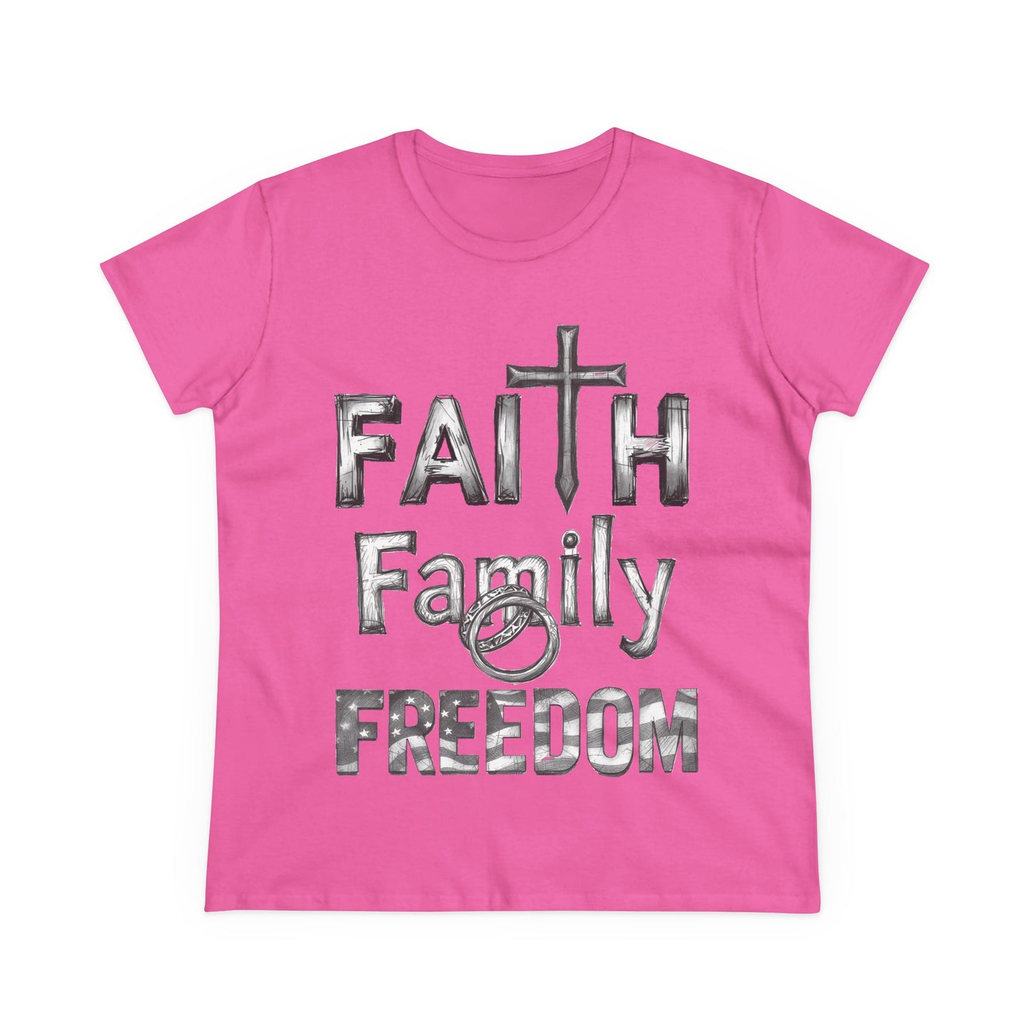 Faith Family Freedom Women's Tee — Christian Faith Inspirational Shirt
