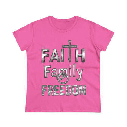 Faith Family Freedom Women's Tee — Christian Faith Inspirational Shirt