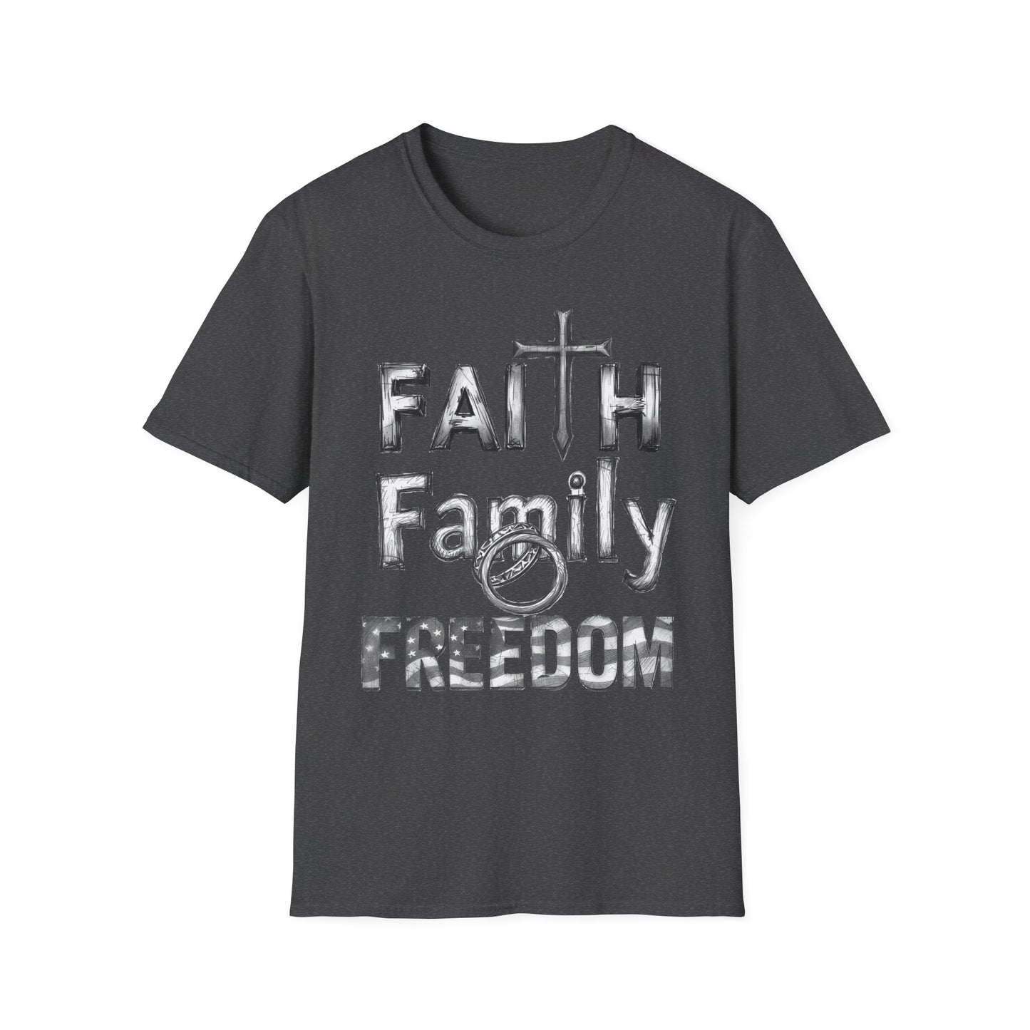 Faith Family Freedom T-Shirt — Christian Cross Graphic Tee