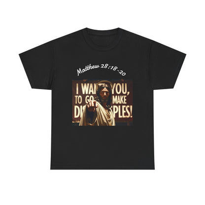 Christian T-Shirt — Matthew 28:18-20 "Make Disciples" Jesus Graphic Tee